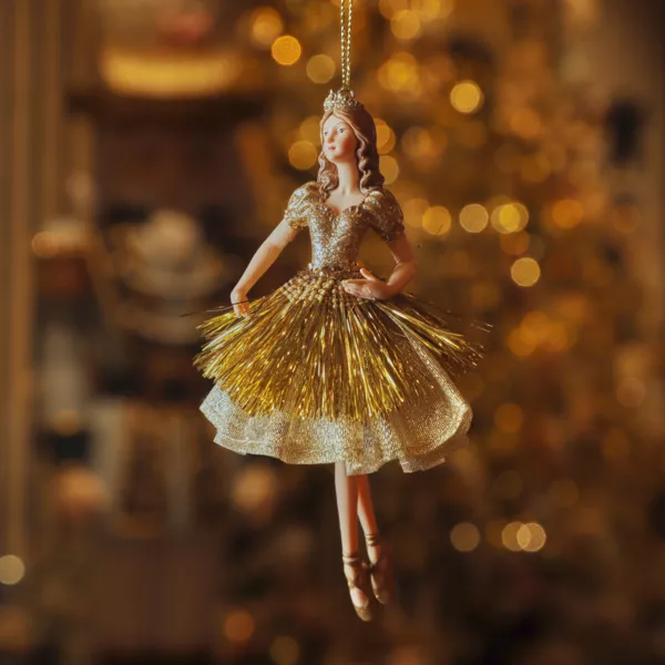 Kersthanger (H16 cm) Ballerina Fee Goud