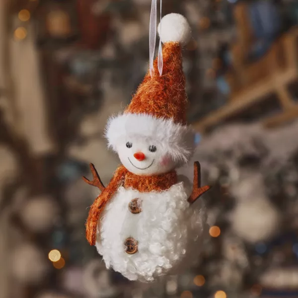 Suspension de Noël (H13 cm) Bonhomme de neige Glacy Camel