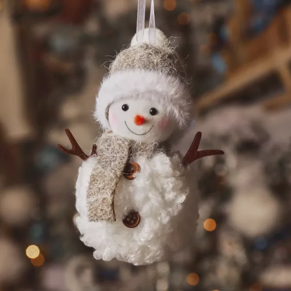 Suspension de Noël (H13 cm) Bonhomme de neige Glacy Gris