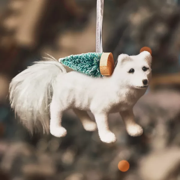 Suspension de Noël (H7 cm) Renard filou Blanc