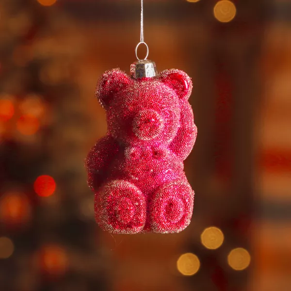 Lot de 2 suspensions (H8 cm) Ourson en sucre Rouge