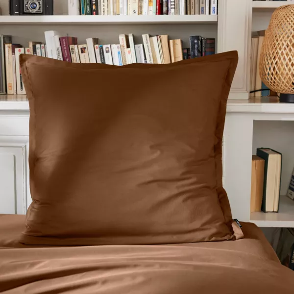 Funda de almohada cuadrada de percal de algodón (80 x 80 cm) Cali Chocolate
