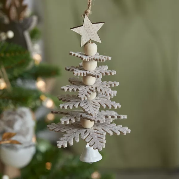 Suspension de Noël en feutrine (H17 cm) Sapin enchanté Gris