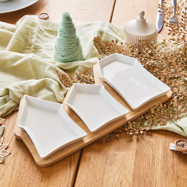 Tapasset 3 borden (17 x 33 cm) Witte Huisjes