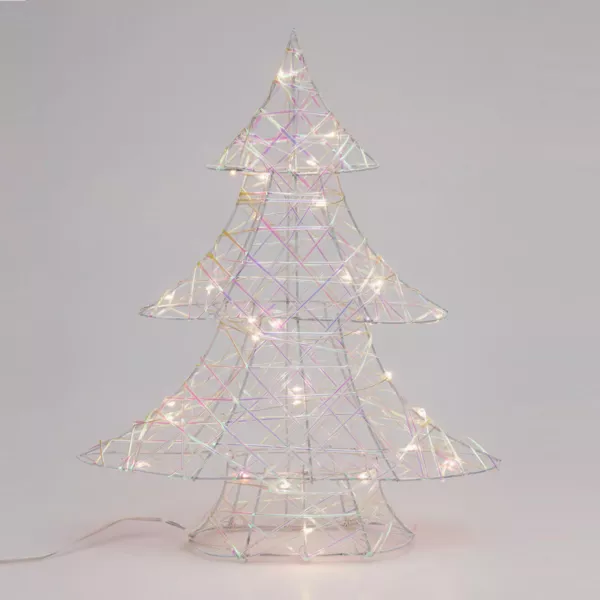 Sapin lumineux à piles 30 LED (H40 cm) Féerie de Noël Irisé et blanc chaud