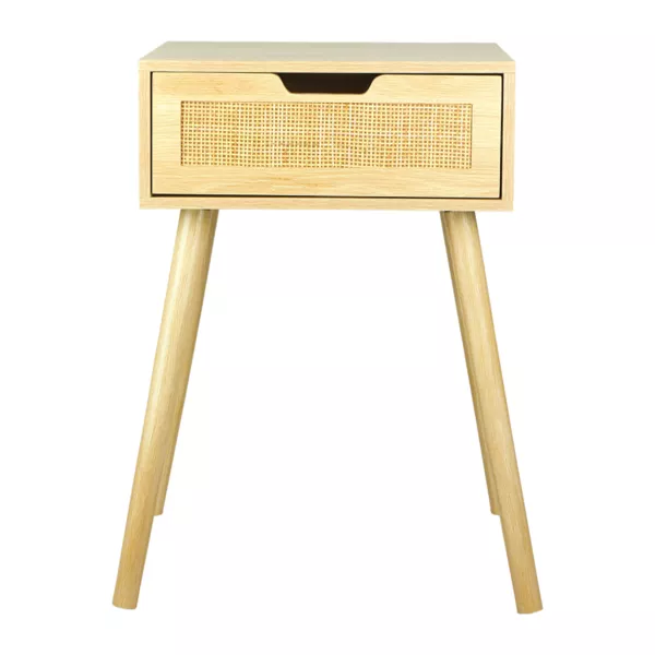 Table de Chevet Bois et Cannage (60 cm) Beige