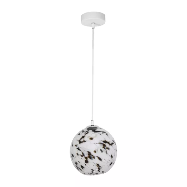 Suspension lumineuse verre et métal (D20 cm) Pepper Noire et blanche