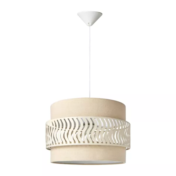 Suspension lumineuse métal et tissu (D34 cm) Oyona Beige