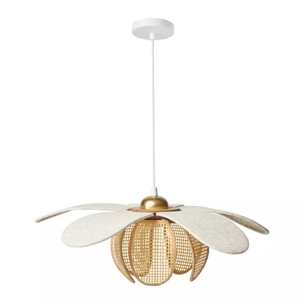 Suspension lin et bambou (D50 cm) Madagascar Beige