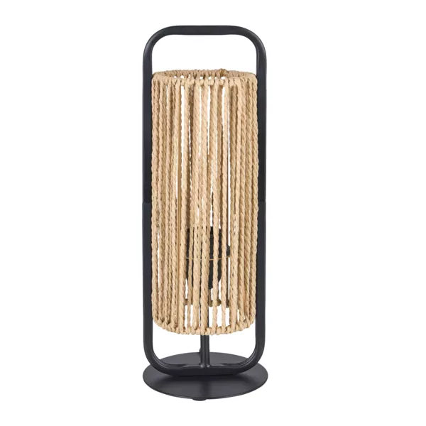 Lampe à poser en Corde et Métal (H37 cm) Tanzanie Noire