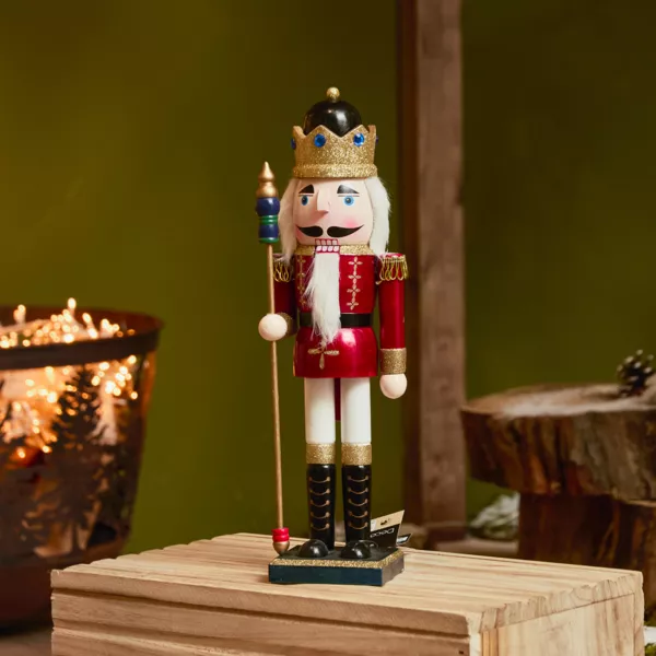 Soldat Casse-noisette en bois (H38 cm) Augustin le prince Bordeaux