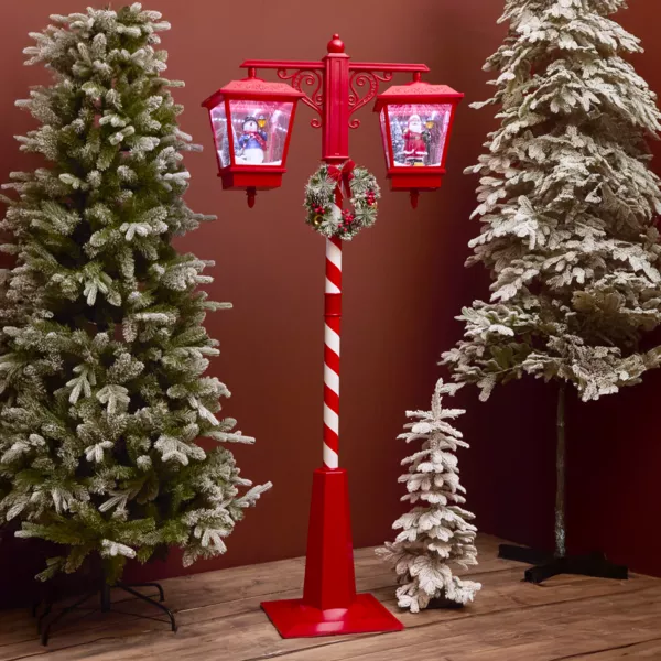 Lampadaire double illuminé 66 LED (H188 cm) Noël Magique Rouge