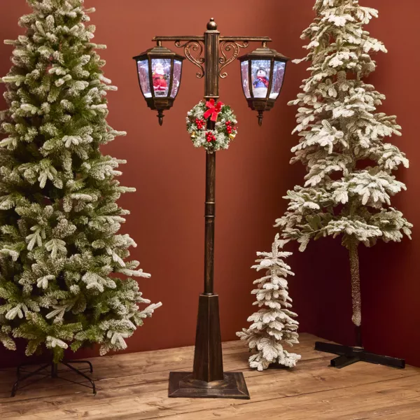 Lampadaire double illuminé 66 LED (H188 cm) Noël Magique Noir