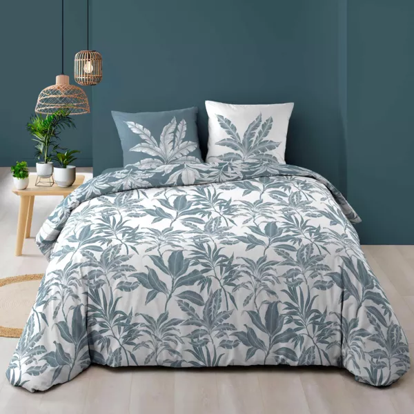 Funda de edredón y dos fundas de almohada de algodón (240 x 220 cm) Hera Azul