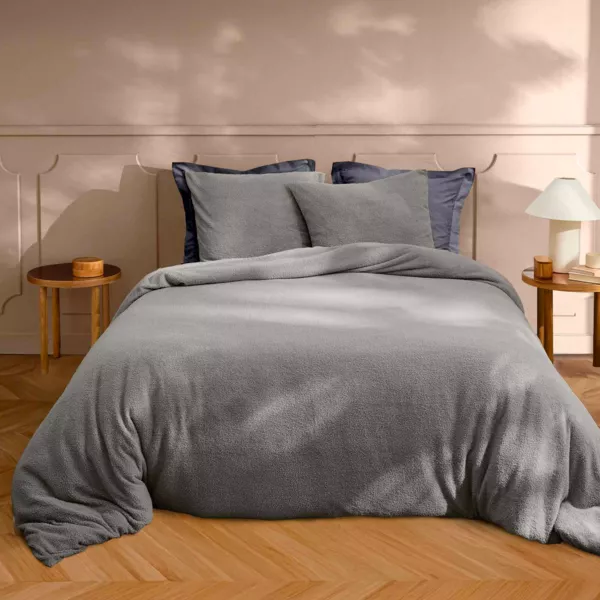Copripiumino e due federe bouclé (240 x 220 cm) Helena Grigio antracite