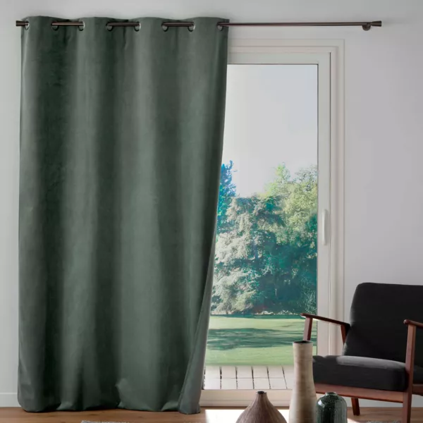 Verduisterend fluwelen gordijn (140 x 260 cm) Olympe Kaki groen