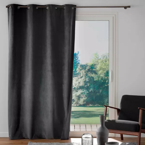 Rideau occultant velours (140 x 260 cm) Olympe Gris anthracite
