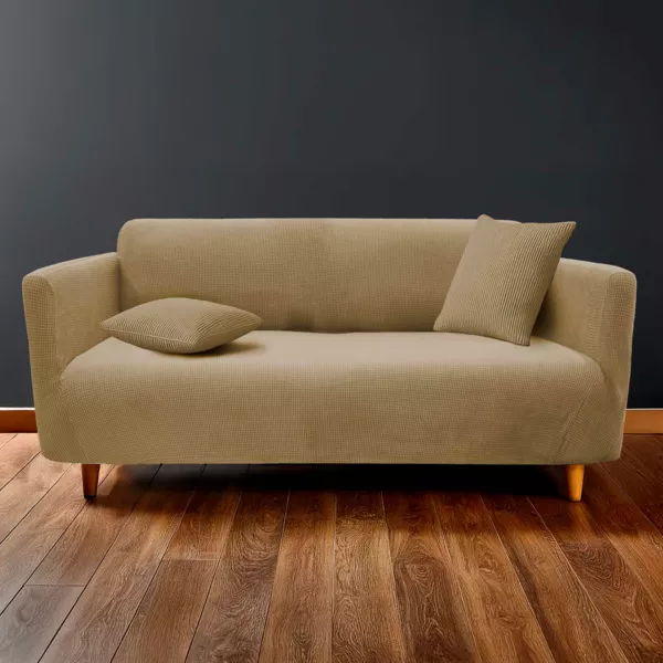 Stretch-Sofabezug mit Waffeleffekt (225 x 245 cm) Sacha Beige