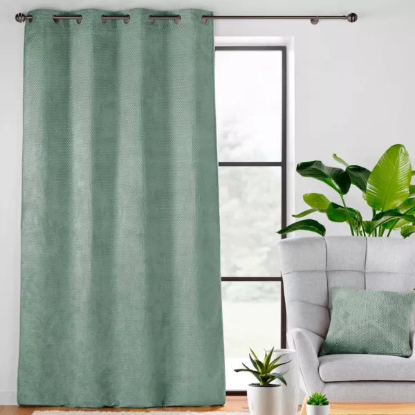 Flanellen gordijn met reliëf (140 x 240 cm) Flanela Kaki Groen