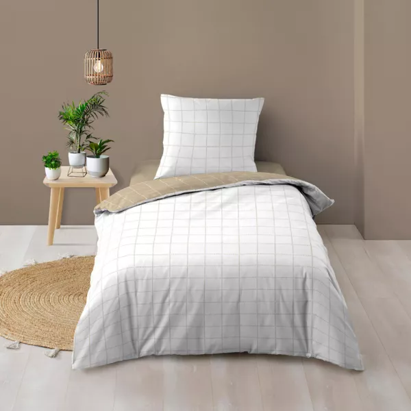 Bettbezug und Kissenbezug aus Baumwolle (140 x 200 cm) Cadria Wei�