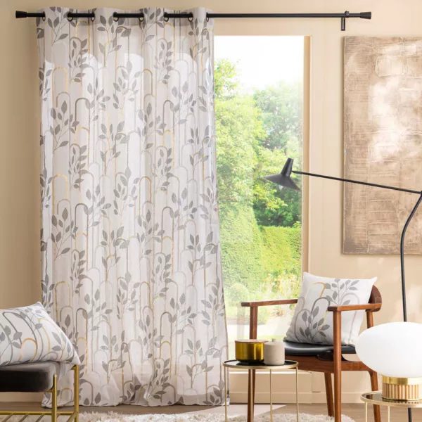 Cortina de algodón (140 x 240 cm) Roseris Gris granito