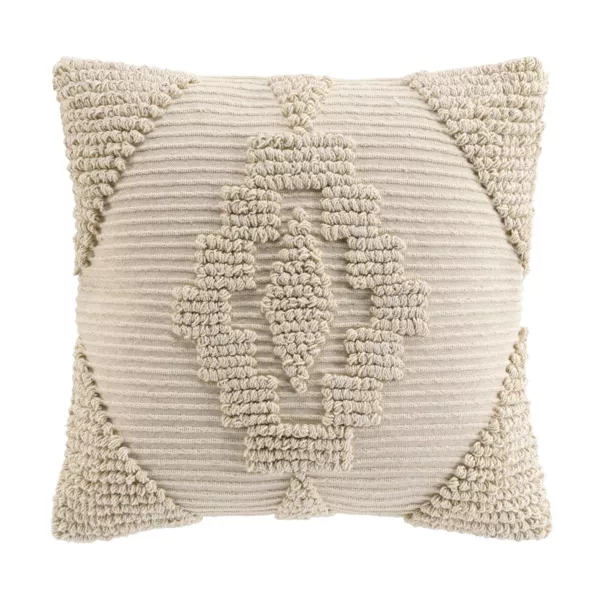 Cojín cuadrado de algodón tuftado (45 x 45 cm) Kamary Marfil