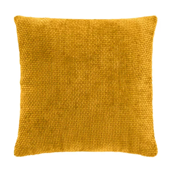 Velours chenille vierkante kussenhoes (40 x 40 cm) Leo Okergeel