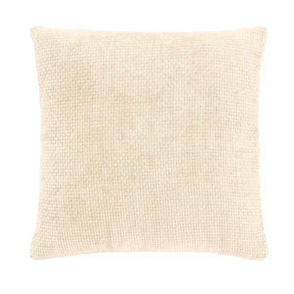 Vierkante kussenhoes in reliÃ«f fluweel chenille (40 x 40 cm) Leo Ecru