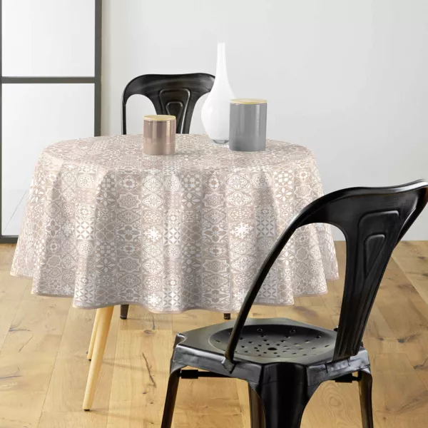 Nappe ronde enduite PVC (160 cm) Carella Blanche