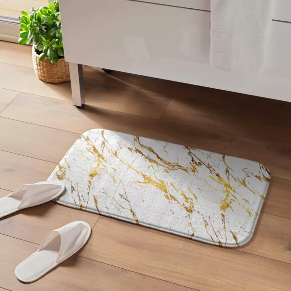Tapis de bain antidérapant (45 x 75 cm) Aquamarbre Blanc
