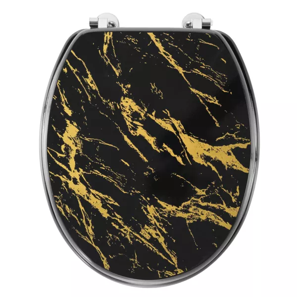 Toiletbril 18 inch MDF marmer effect Aquamarbre Zwart