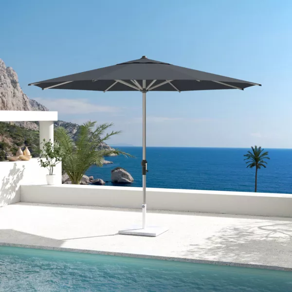 Runder Sonnenschirm Aluminium (D3,5 m) Yucatan Grau und Anthrazitgrau