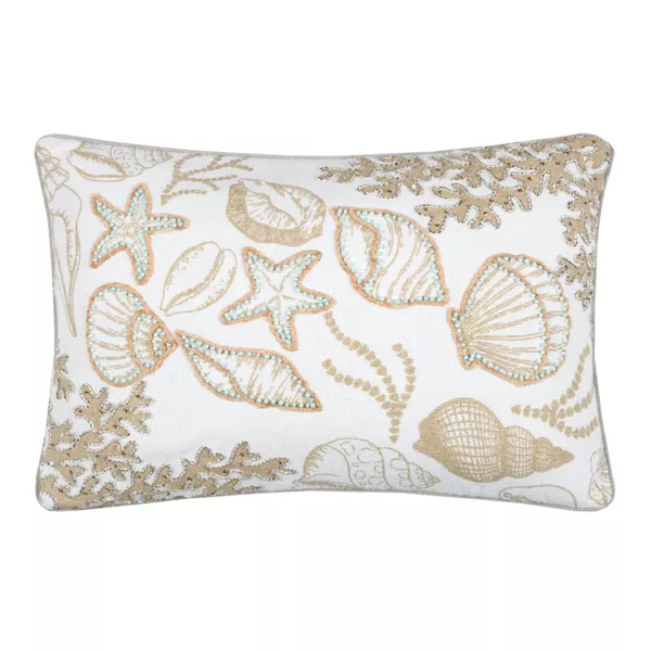 Coussin rectangulaire en coton (35 x 50 cm) Barbade Blanc