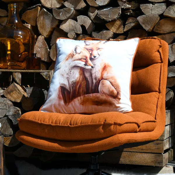 Coussin carré (50 x 50 cm) Faune Orange