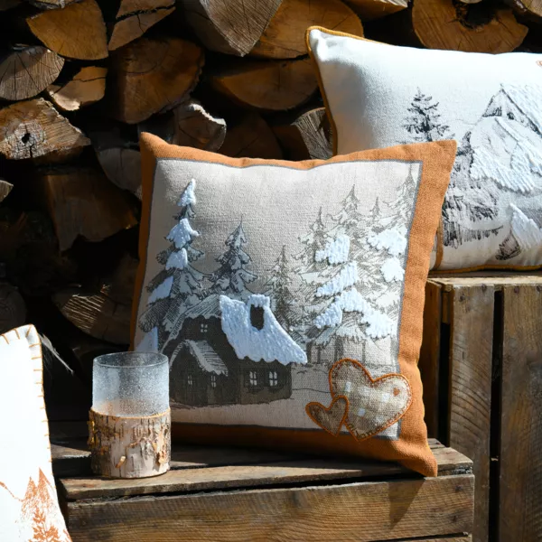 Coussin carré coton (45 x 45 cm) Wildforest Ecru