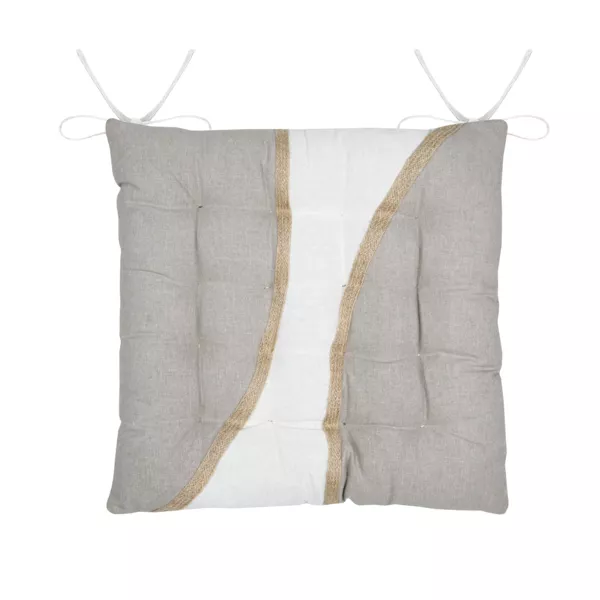 Vierkant katoenen stoelkussen (38 x 38 cm) Blokken Ecru