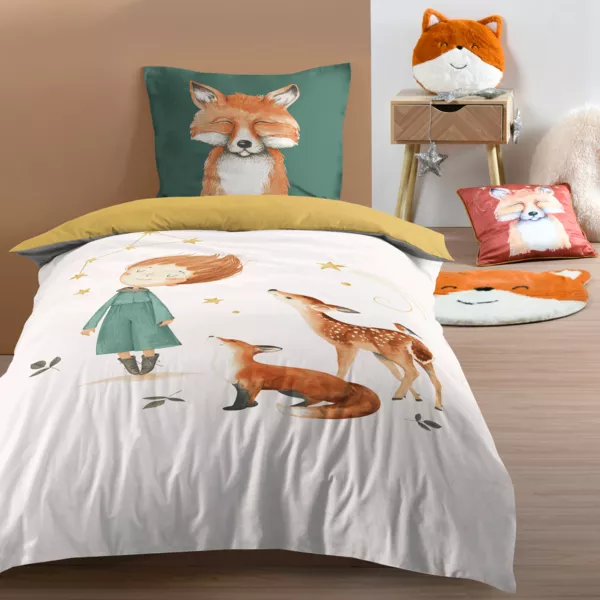 Funda de edredón infantil y una funda de almohada de algodón (140 x 200 cm) Ferdinand Multicolor