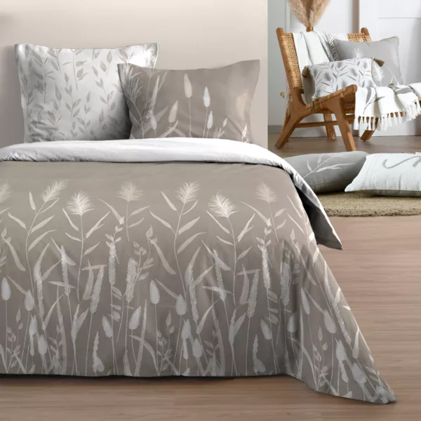 Funda de edredón y dos fundas de almohada de algodón (240 x 220 cm) Pampa Beige