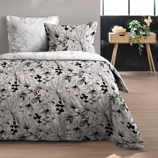 Funda de edredón y dos fundas de almohada de algodón (240 x 220 cm) Surya Negro