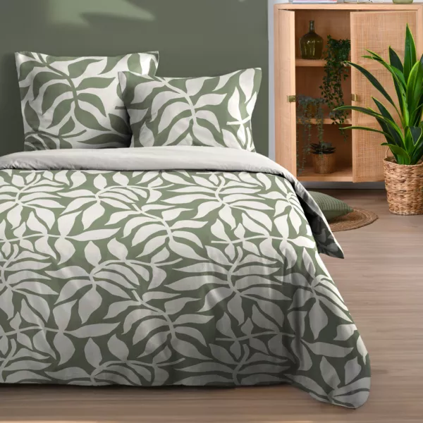 Housse de couette et deux taies d'oreiller en coton (260 x 240 cm) Hakol Vert