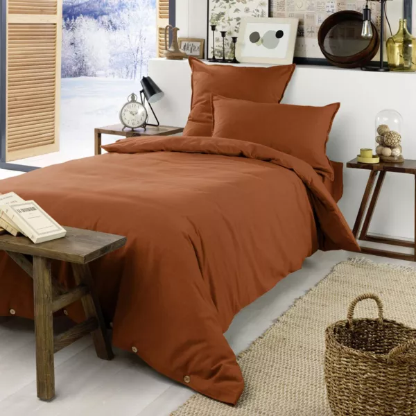 Housse de couette flanelle de coton (140 x 200 cm) Nina Terracotta
