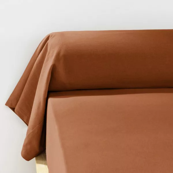 Taie de traversin flanelle de coton (L185 cm) Nina Terracotta