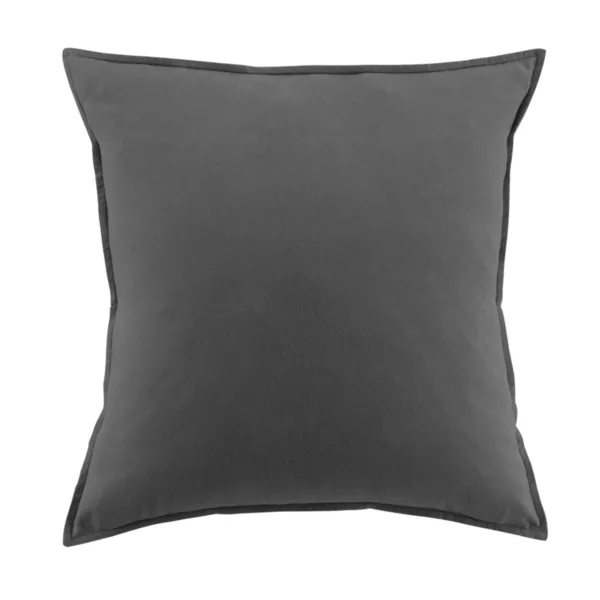 Taie d'oreiller carrée flanelle de coton (63 x 63 cm) Nina Gris anthracite