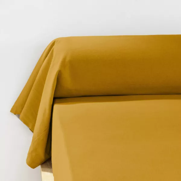 Funda de almohada de algodón en franela (L185 cm) Nina Amarillo ocre