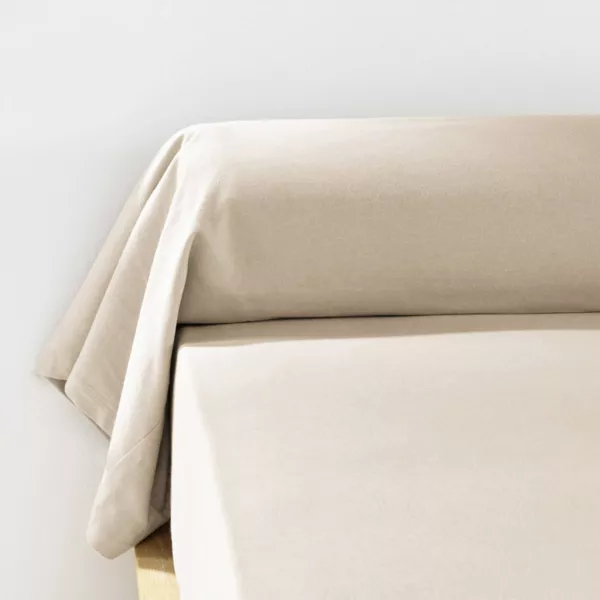 Taie de traversin flanelle de coton (L185 cm) Nina Beige