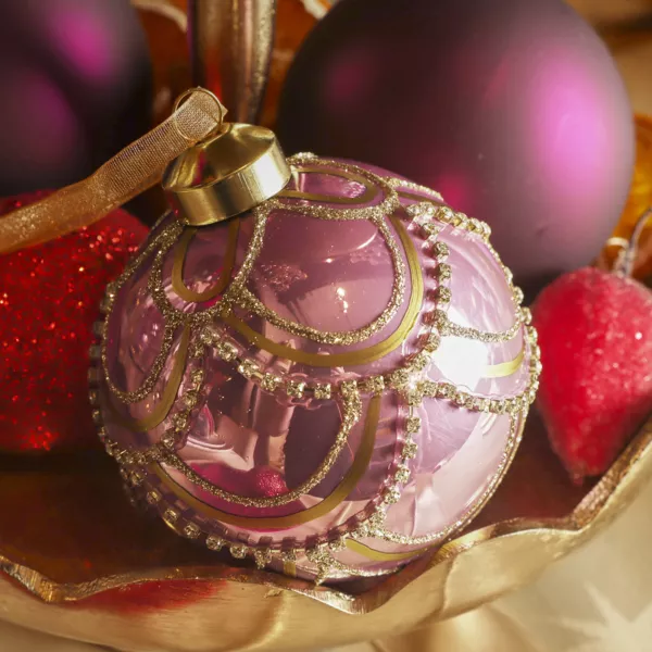 Set von 2 Weihnachtskugeln aus Glas (D80 mm) Prinzessin Rosa