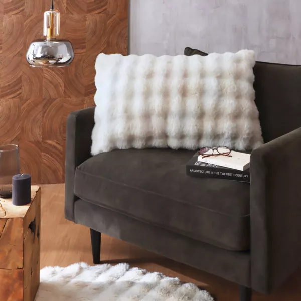 Rektangulær pude i kunstpels (50 x 80 cm) Toronto Elfenben