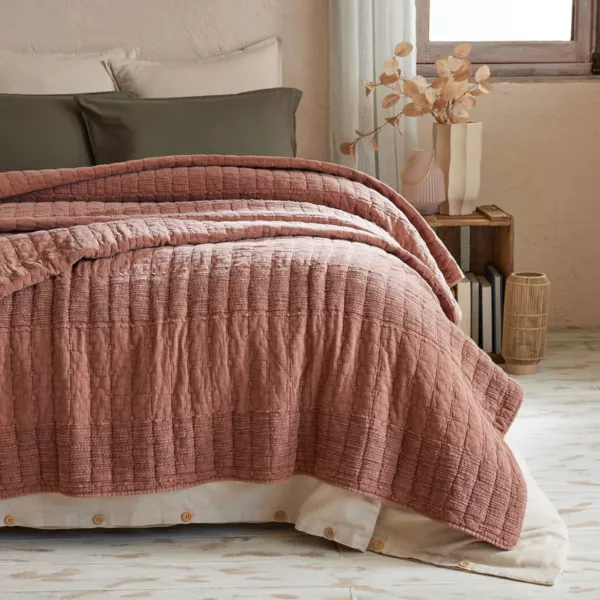 Couvre-lit coton matelassé (240 x 260 cm) Lena Terracotta