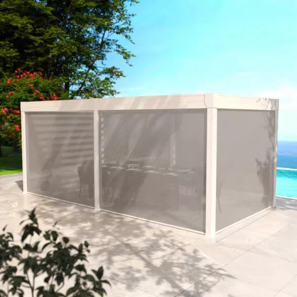 Lote de 6 cortinas motorizadas para pergola bioclimatica (3 x 6 m) - Blanco