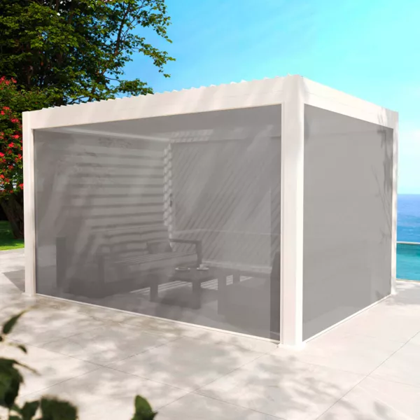 Lote de 4 cortinas motorizadas para pergola bioclimatica (3 x 4 m) - Blanco